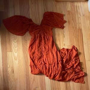 Anthropologie Orange Maxi Dress